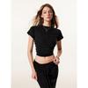 Fashion Trendy Washed-out Vintage Stretch Slim Fit Midriff-Baring Small Round Neck Women's T-shirt Trendy Sexy Pack Slim Looking Short Sleeve
