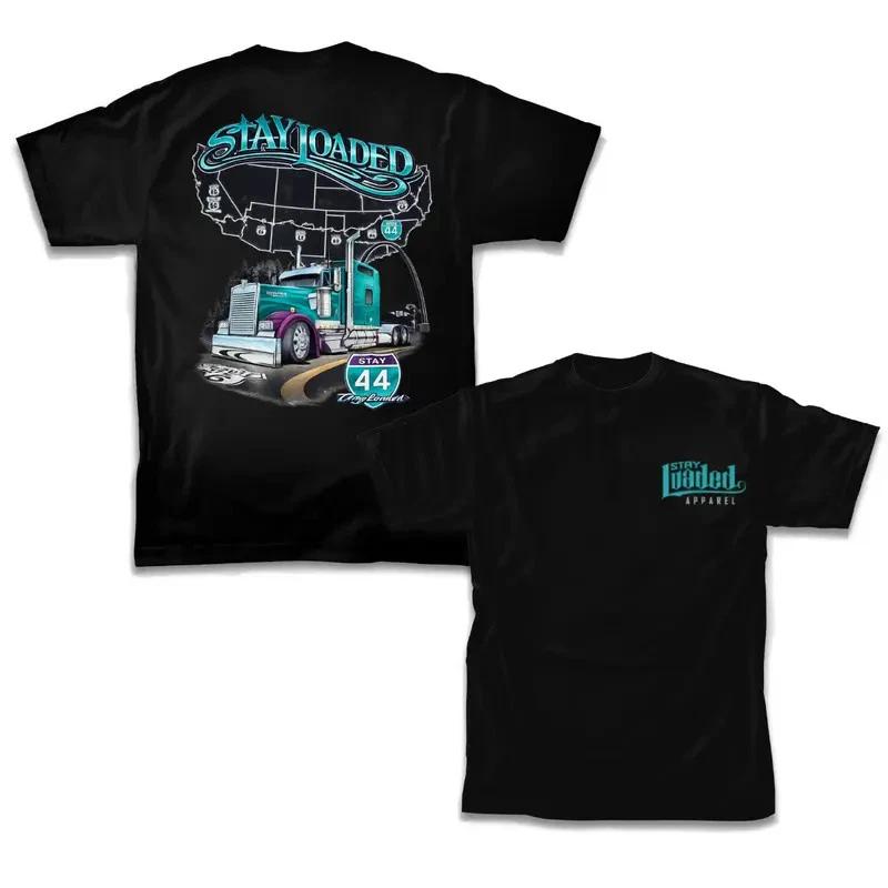 Stay Loaded Route 44 USA Semi Truck Graphic T-Shirt – Black Heavyweight Workwear XXXXL