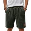 Men Corduroy Shorts Relaxed Fit Elastic Waistband Casual Drawstring Shorts with Pockets Button Closure Design for Everyday Wear