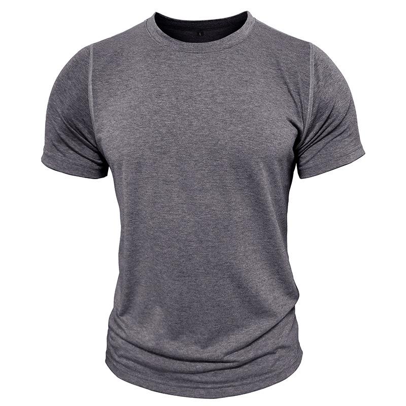 Mens American Style Solid Color Crew Neck Short Sleeve Casual T Shirt