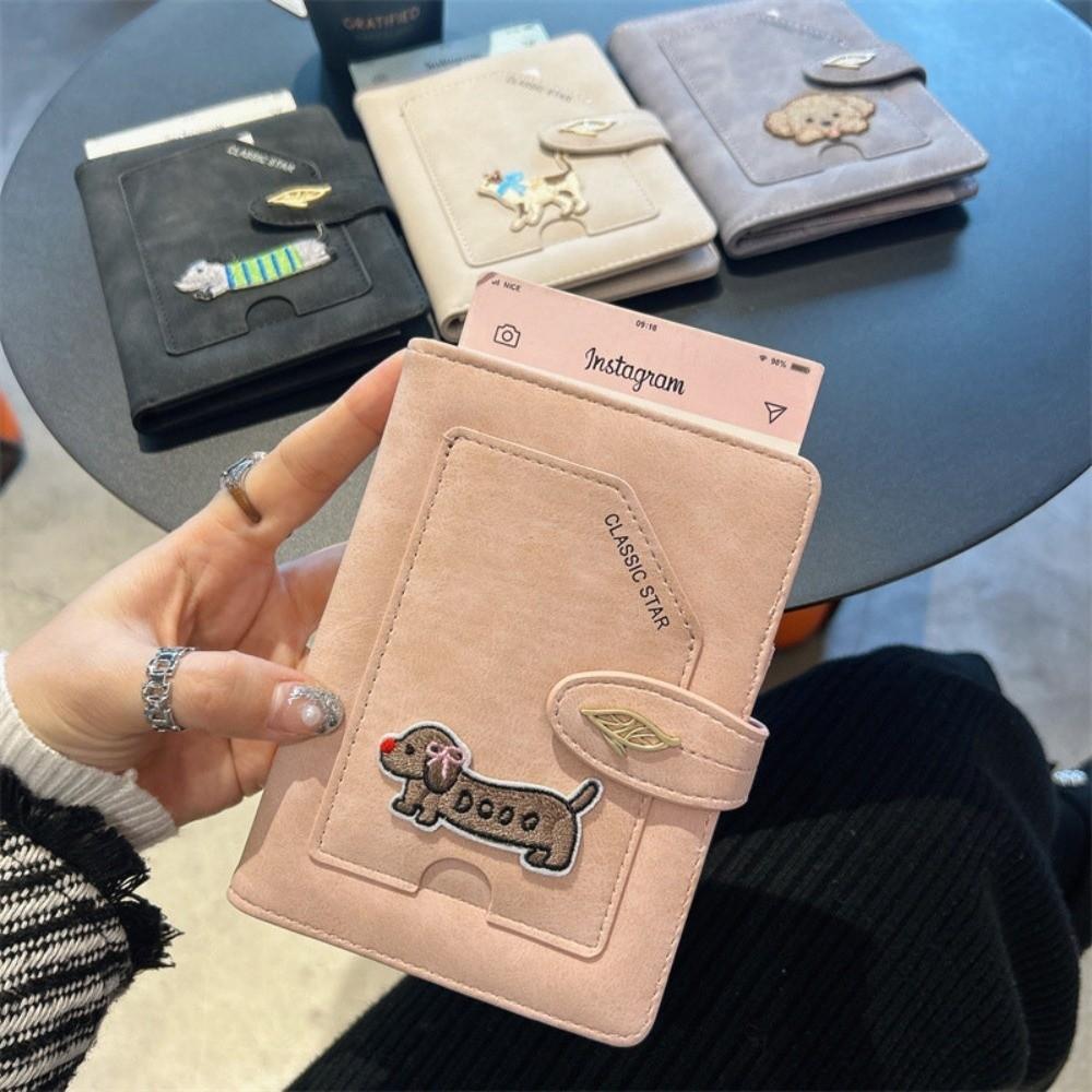 Cartoon Animals Design RFID Passport Cover Waterproof Material Embroidered Dogs PU Leather Passport Holder ID Bank Cards Holder