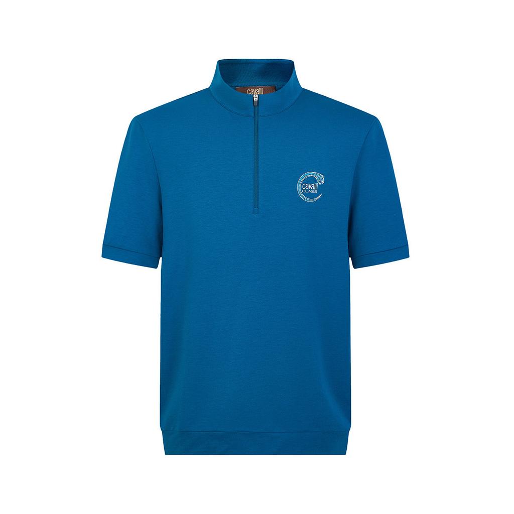 Men's Spring/Summer LOGO Zipper Stand-Up Collar Short-Sleeved T-Shirt