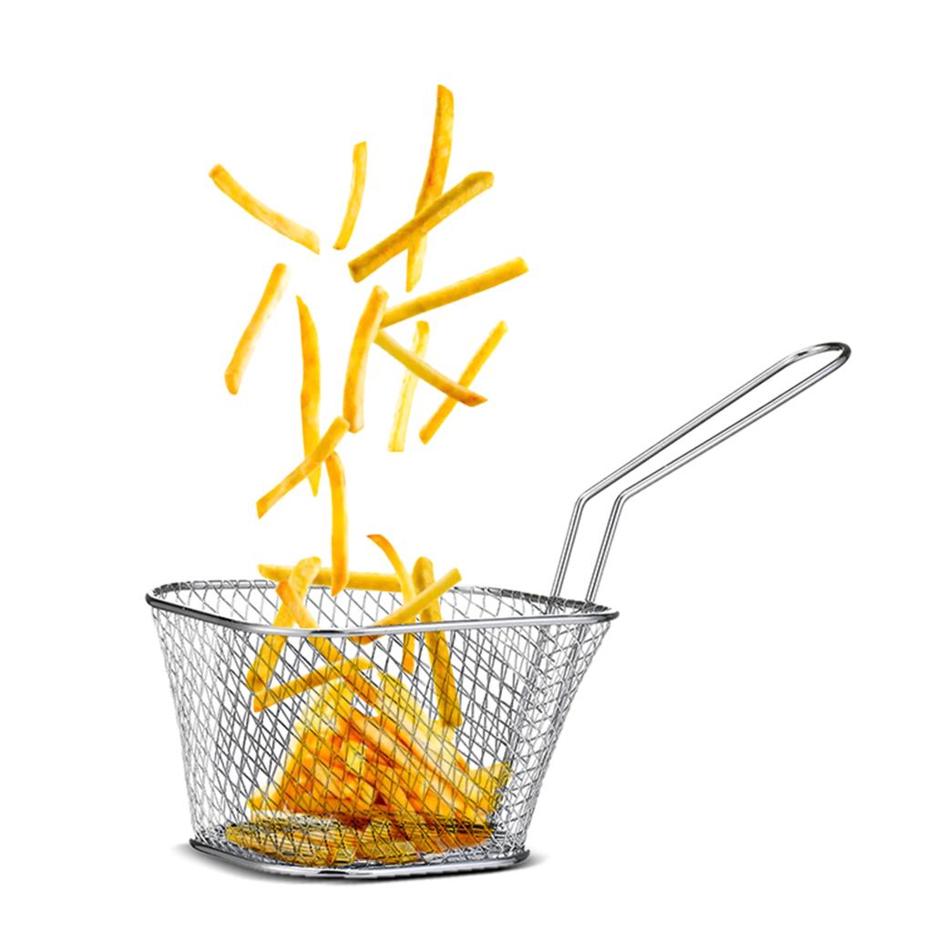 Coș de prăjit din oțel inoxidabil Cartofi prăjiți occidentali Pui prăjit Gustări Coș plasă de prăjit Suport pentru scurgere Ustensile de bucătărie