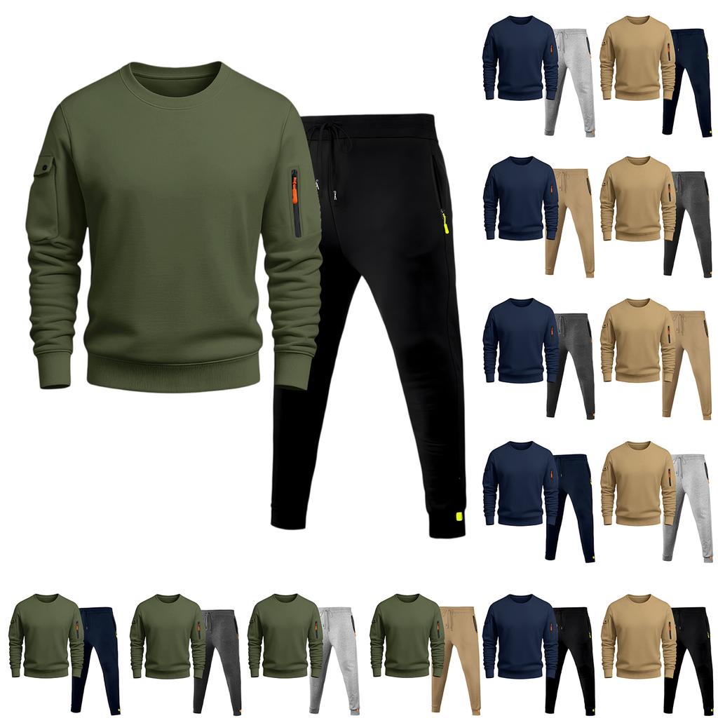 Men's Sweatshirt Suit Men's Solid Color Casual Sports Suit Sweatshirt Suit