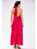 Viscose Maxi Dress with Open Back, Pink - Fuchsia, Size S
