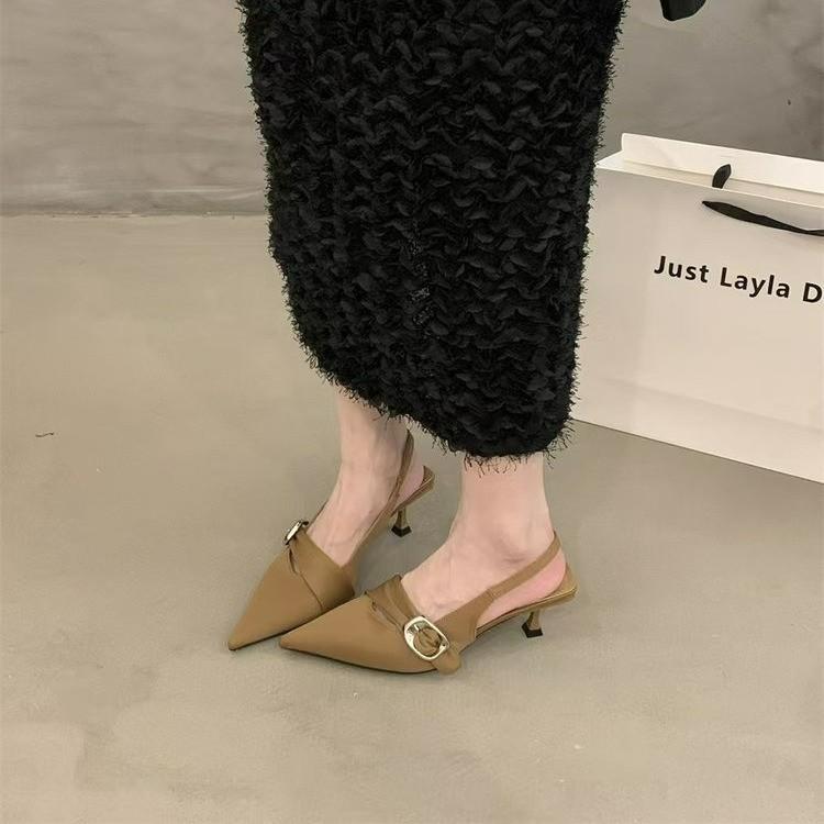 

неспешная красота высококлассная сумка головные сандалии летняя одежда новый темперамент квадратная пряжка остроносые туфли-лодочки 40