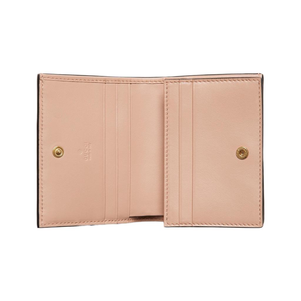Gucci GG Matelassé Gold Logo Folded Design 5 Slot Leather Card Holder Wallet Small Women Wallet Rose-Beige 723786-UM8IG-5931