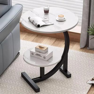 Double Layered Bedside Table Movable And Simple Small Round Table Living Room Sofa Bedroom Bedside Small Coffee Table Household Mini Bedside Table