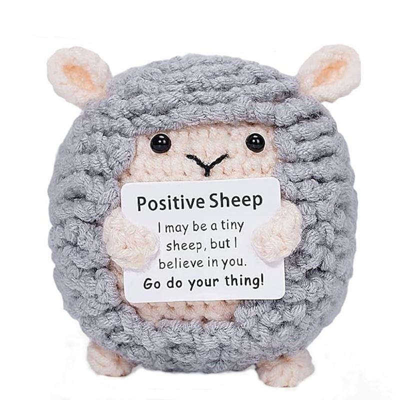 Creative Funny Handmade Crochet Emotional Support Dolls with Positive Energy Card Desktop Ornament Home Decor for Friend Gifts