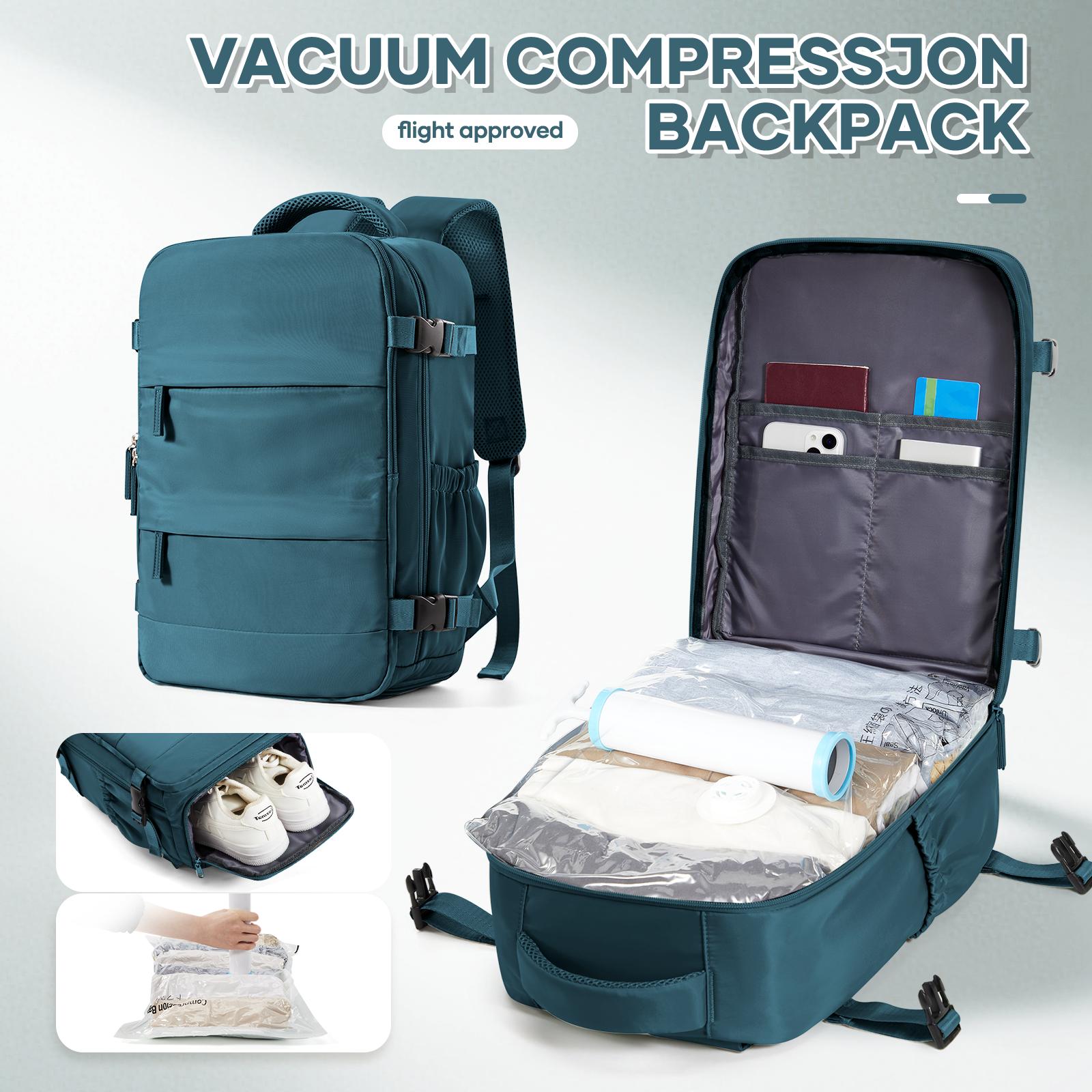Sacchetti Sottovuoto per Vestiti, Zaino da Viaggio Ryanair 40x20x25 Sacchetti Sottovuoto per Organizzazione Valigia Borsa da Cabina Zaino verde