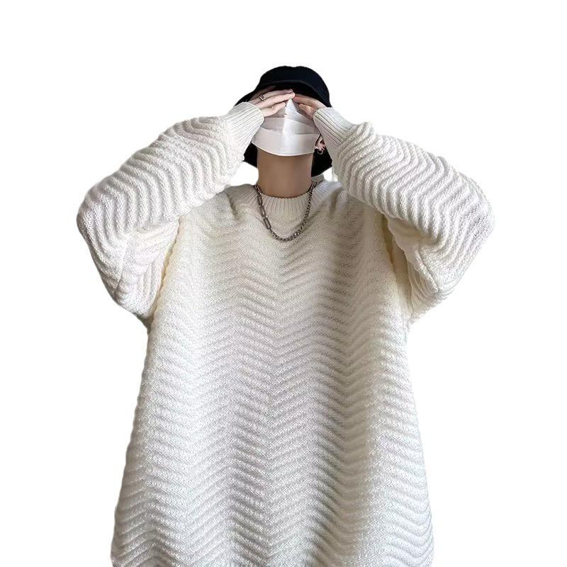 Anti-pilling Sweater Male and Female Neutral Autumn and Winter Japanese Lazy Trendy Brand Ruffian Handsome Loose Round Neck Knitted Sweater