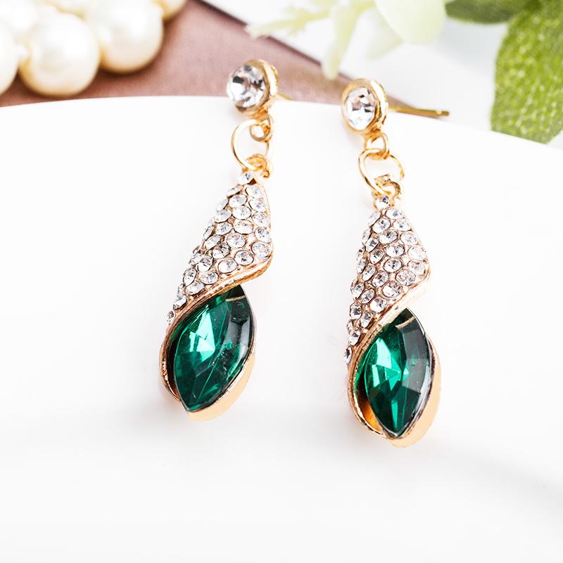 

Инкрустированные серьги-капли темперамента, модные женские серьги с квадратными гвоздиками The Best Gateway зелёный