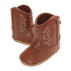 Botas de Cuero Western para Bebé Botín Vaquero Retro Suela Suave Antideslizante Bordadas Zapatos de Cuna Suela Suave Antideslizante Zapatos de Cuna para Niños Pequeños