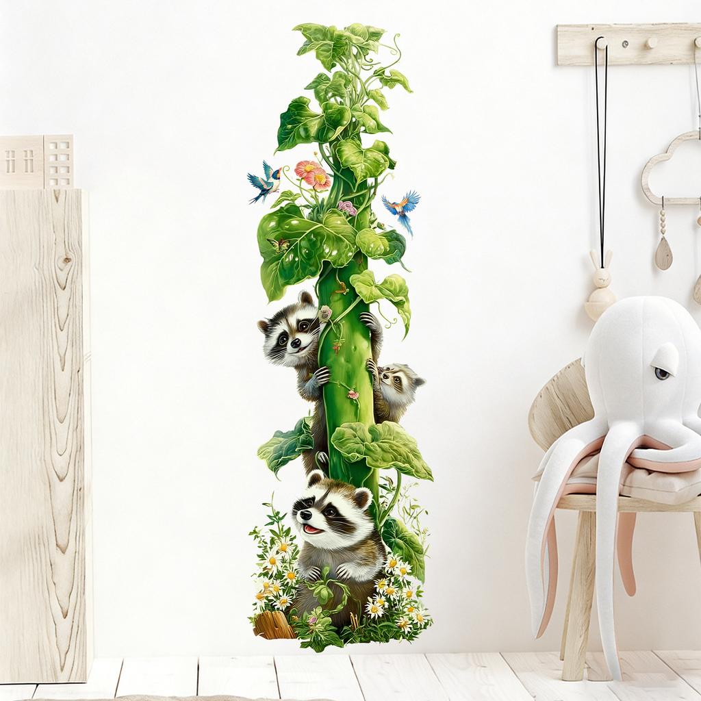Vine Raccoon Bedroom Study Entrance Corridor Balcony Self Adhesive Stickers