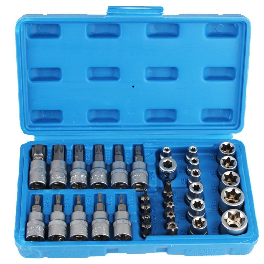 Car Repair Hand Tools 34Pcs/set Professional Torx Star Socket Hexagon Wrench Set Chrome Vanadium steel Pressure Batch Sleeve Set