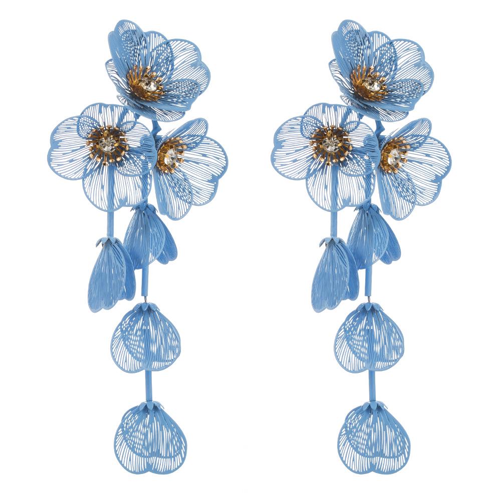 

European & American Layered Flower Earrings - Korean Summer Style синий