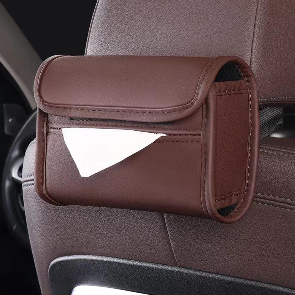 Armrest Tissue Box Holder Wear Resistant Pu Leather Backseat Tissue Case Holder Napkin