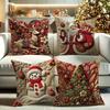 4PCS Festive Christmas Pillowcase - Comfortable Short Plush, 17.7 X 17.7, Single Side Printed, Zip Closed, Machine Washable