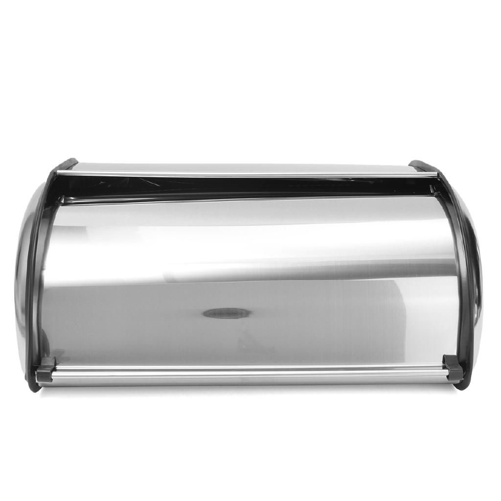 Kitchen Pastry Bread Baking Holder Kitchen Supplies Silver+Black Stainless Steel Roll Top Bread Box Storage Bin Silver Keeper Food Storage Container