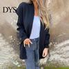 Woolen Overcoat Lady Winter Coat Hooded Thick Zip-up Solid Color Elastic Cuffs Mid Length Long Sleeves Thermal Daily Wear Casual Women Jacket