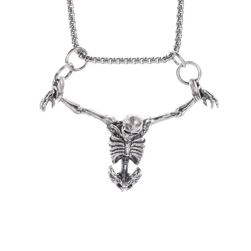 Vintage Gothic Hell Reaper Scythe Pendant Mystical Demon Necklace for Men Personality Punk Halloween Trend Jewelry