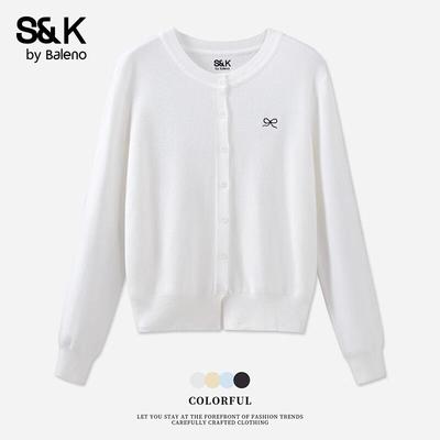 Baleno S&K Women's Embroidered Round Neck Knit Cardigan