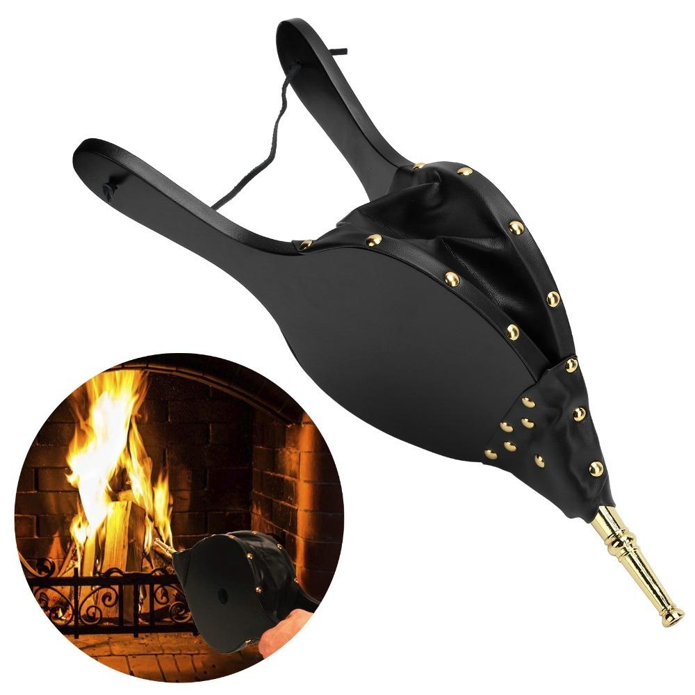MDF Board Fireplace Bellows Metal Nozzle Fire Pit Fan BBQ Fire Bellows Picnic Grilling Camping чёрный