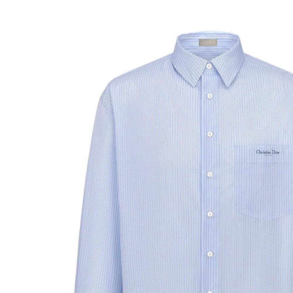 Dior SS22 Shirt Men's White Blue Stripes 243C551A5656-C075