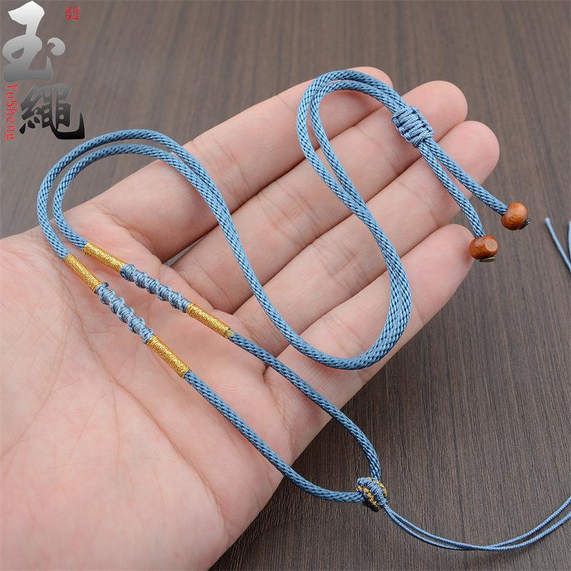 Hand-woven Adjustable Gold Jade Pendant Rope for Men and Women