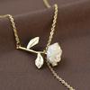 Stylish Springtime White Rose Pendant Necklace In Gold And Silver Women For