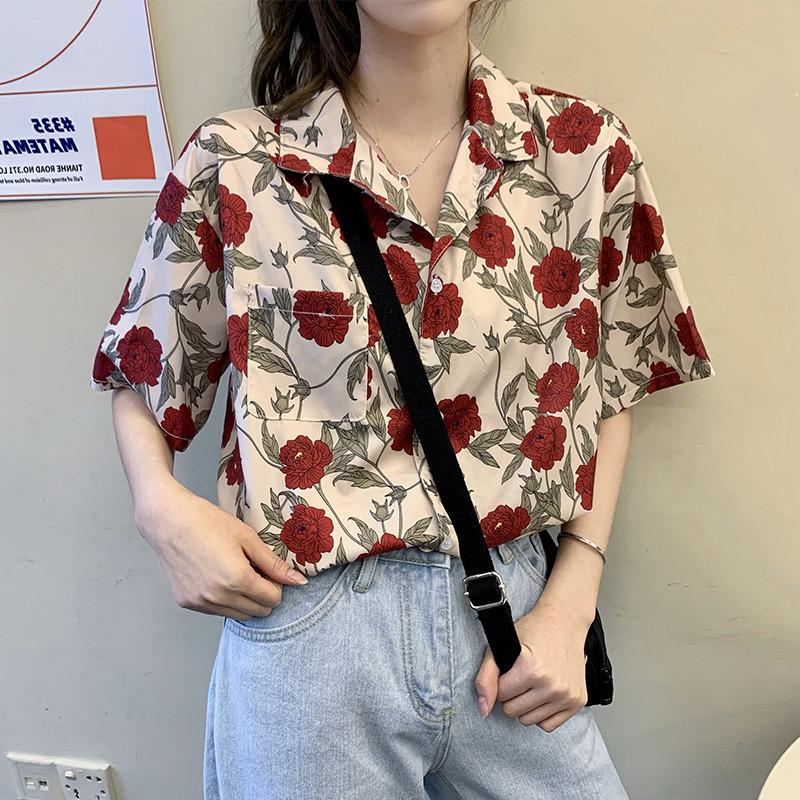 Printed Women's Shirt-fashionable Button Design-loose Casual Shirt