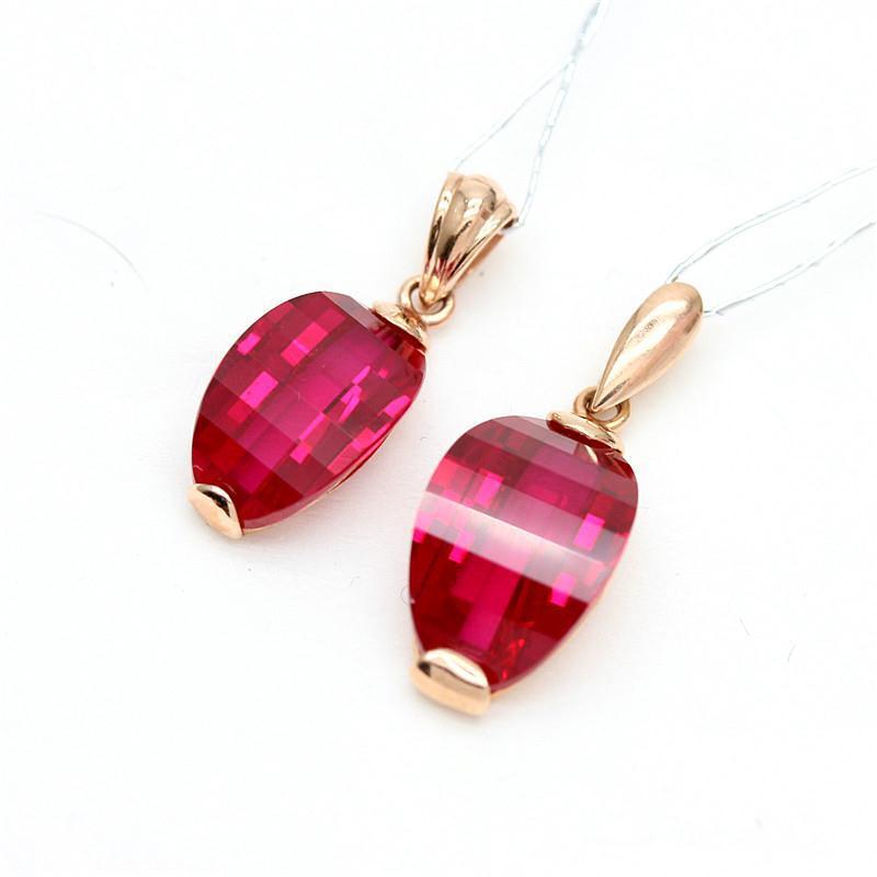 Purple Gold Egg Surface Ruby Pendant Simple Atmosphere Plated Rose Gold Ingot Pendant Jewelry Women