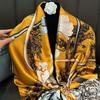 Long Brocade Silk Scarf, Spring and Summer New Printed Versatile Shawl, Gift Temperament, High-end Decorative Beach Towel