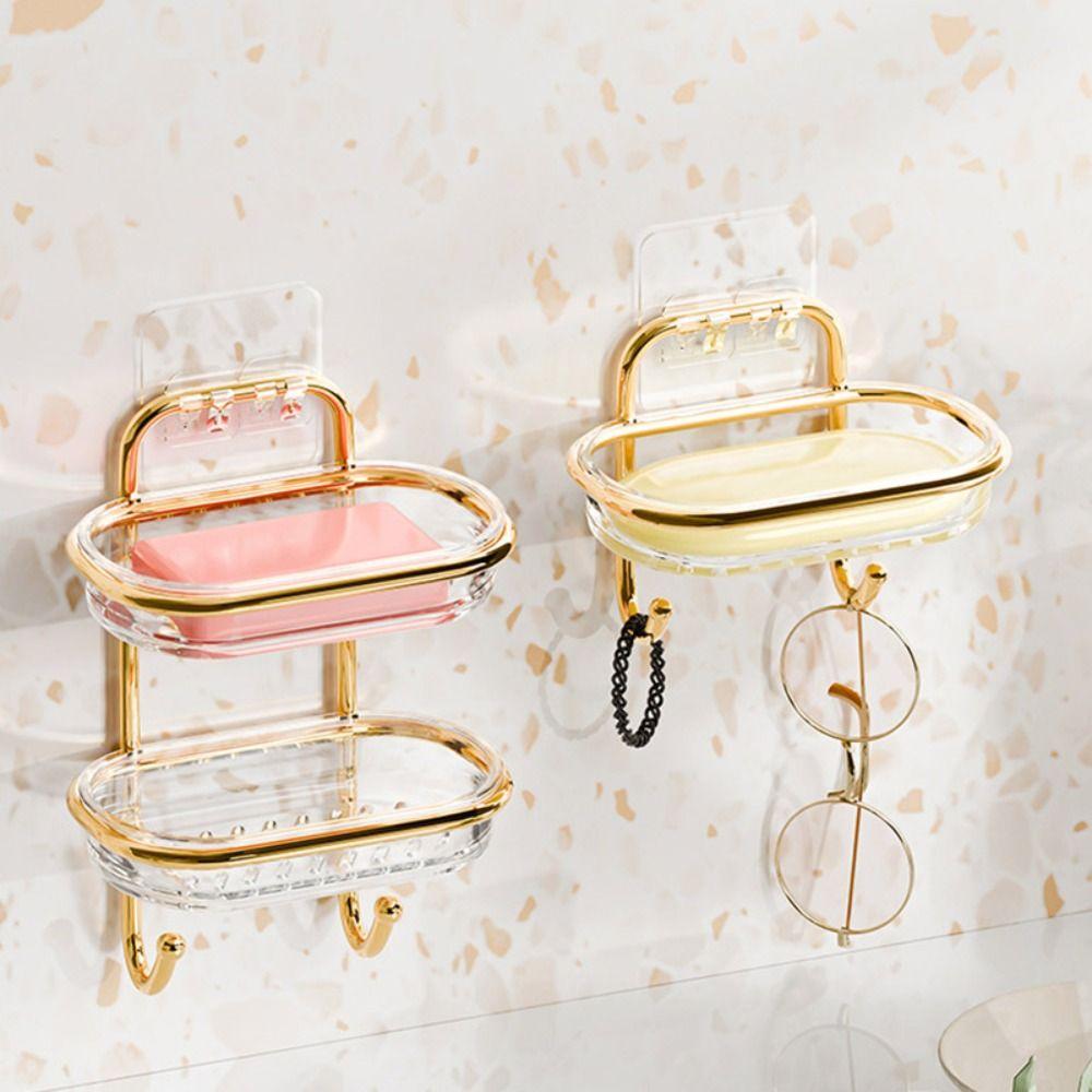 

Single/Double Layers Wall Mounted Soap Holder Punch-Free Soap Dish Soap Storage Tray Household