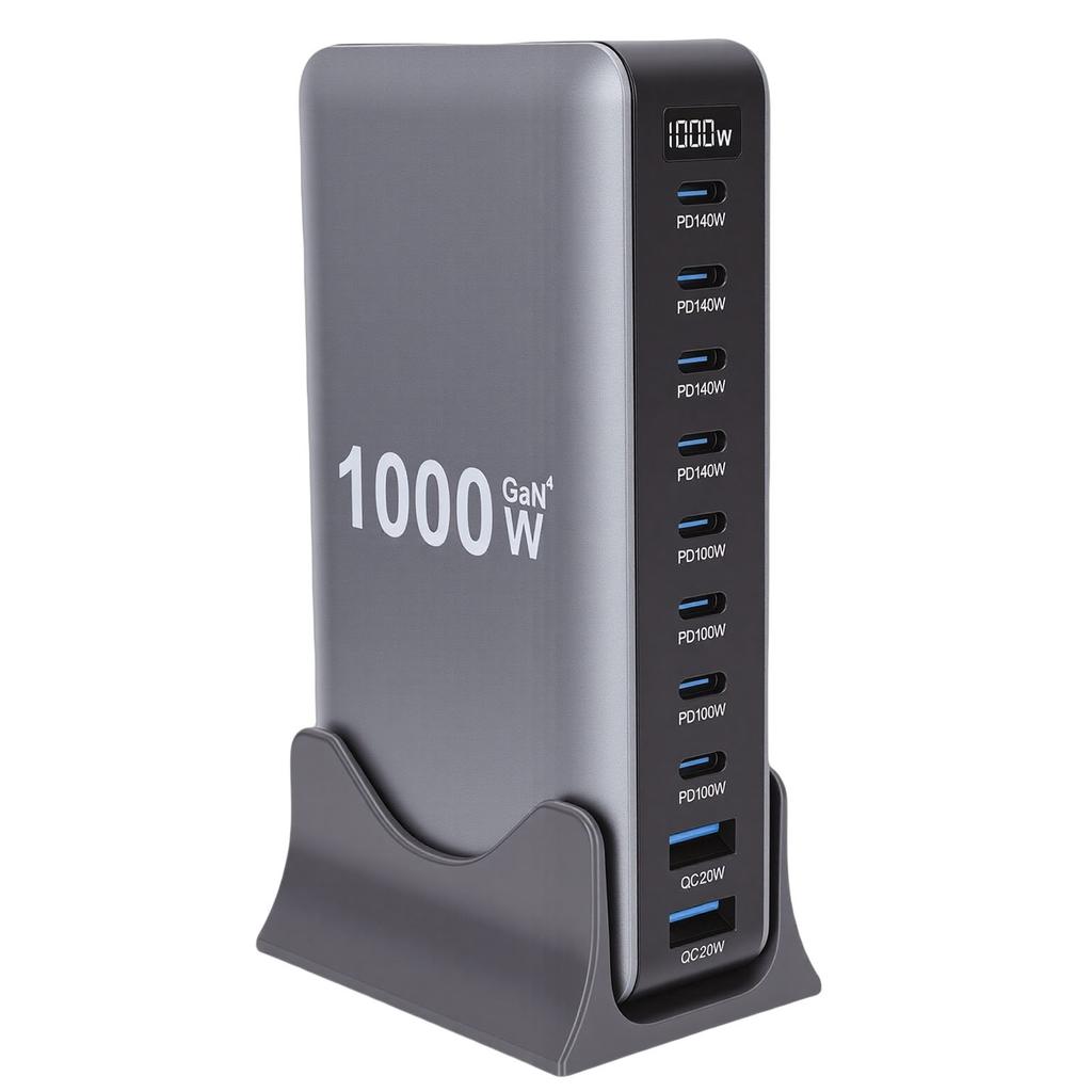 1000W USB C Charging Station GaN III Pro 10 Port 140W PD PPS Fast Charging Station Hub for Laptop Tablet Smartphone
