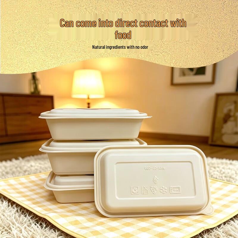 Biodegradable Corn Starch Rectangular Takeaway Lunch Box with Lid
