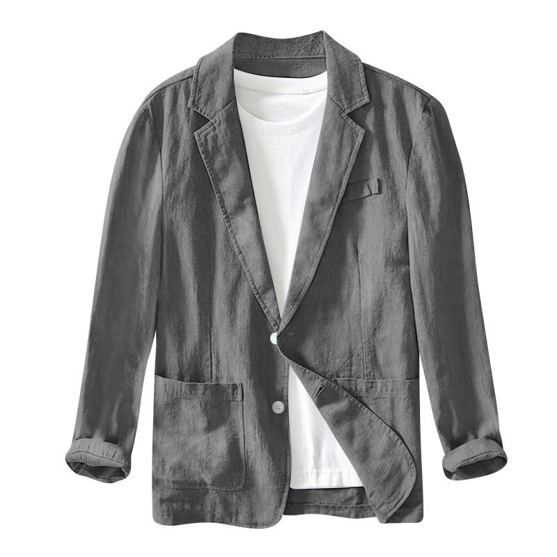 Lässige Modejacke für Herren, einfarbig, langärmelig, mit Taschen