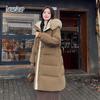 Xue Zhong Fei Women's Mid-Length Down Jacket with Fox Fur Collar