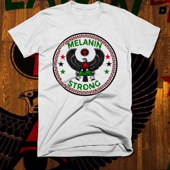 African Kemetic T-Shirt Egyptian Falcon Black Wakanda Melanated Roots cotton tee S