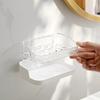 Wall Mounted Soap Dish Holder No Drilling Bathroom Shower Soap Tray Rack with Drainage Storage Shelf for Home Kitchen