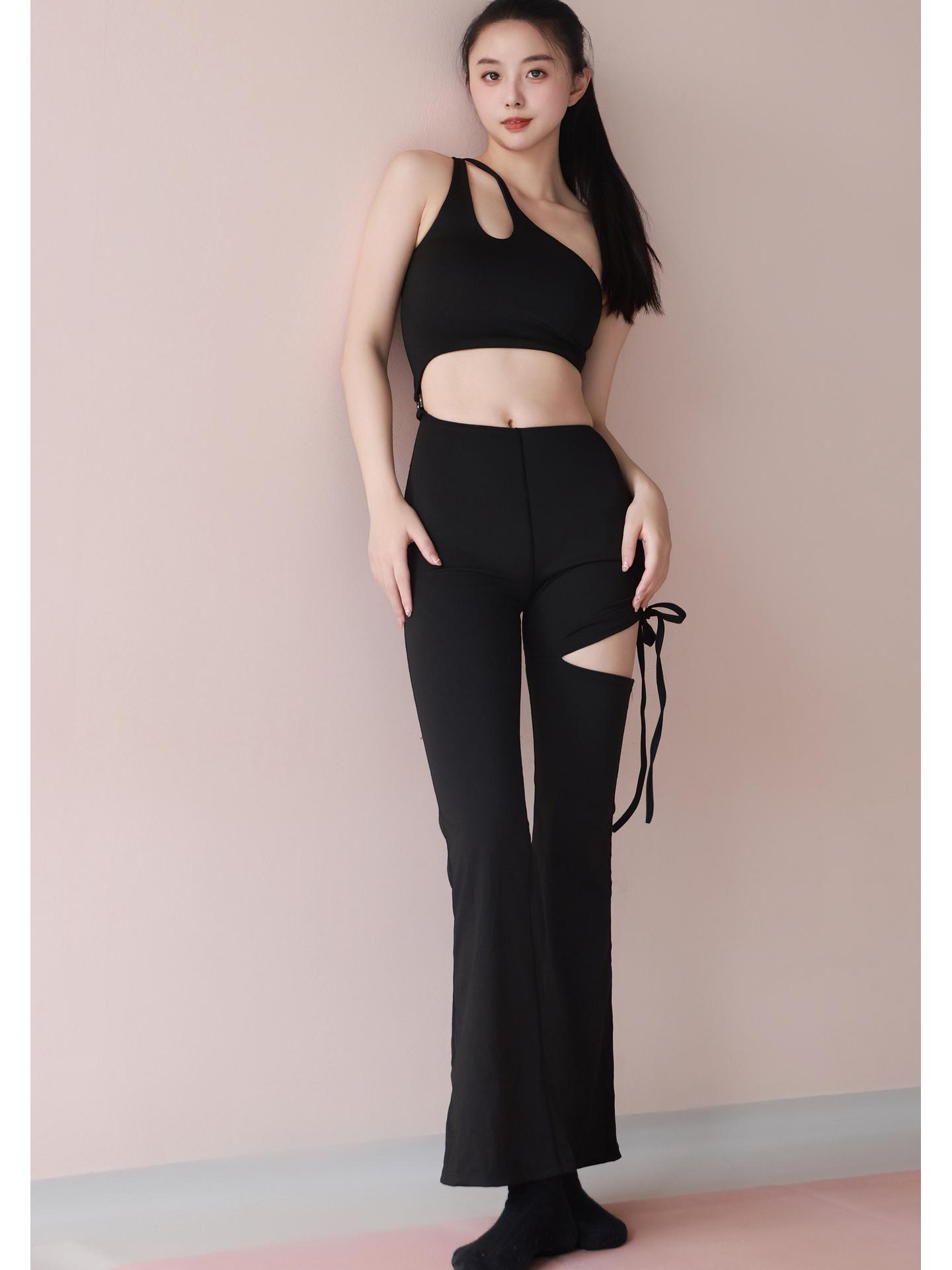 

Комбинезон для воздушной йоги на одно плечо с контролем живота для женщин - Ощущение обнаженности и подъем бедер, одежда для фитнеса Small чёрный