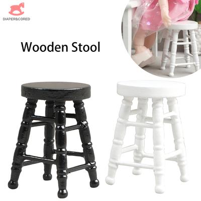 1pcs Dollhouse Simulation Wooden Stool Model Living Room Toy Doll House Furniture Accessories Miniature Kid Toy