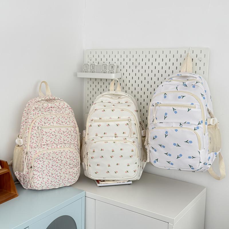 Schoolbag girl backpack female Korean version ins wind Japanese floral soft sister Mori small fresh schoolbag high school student backpack