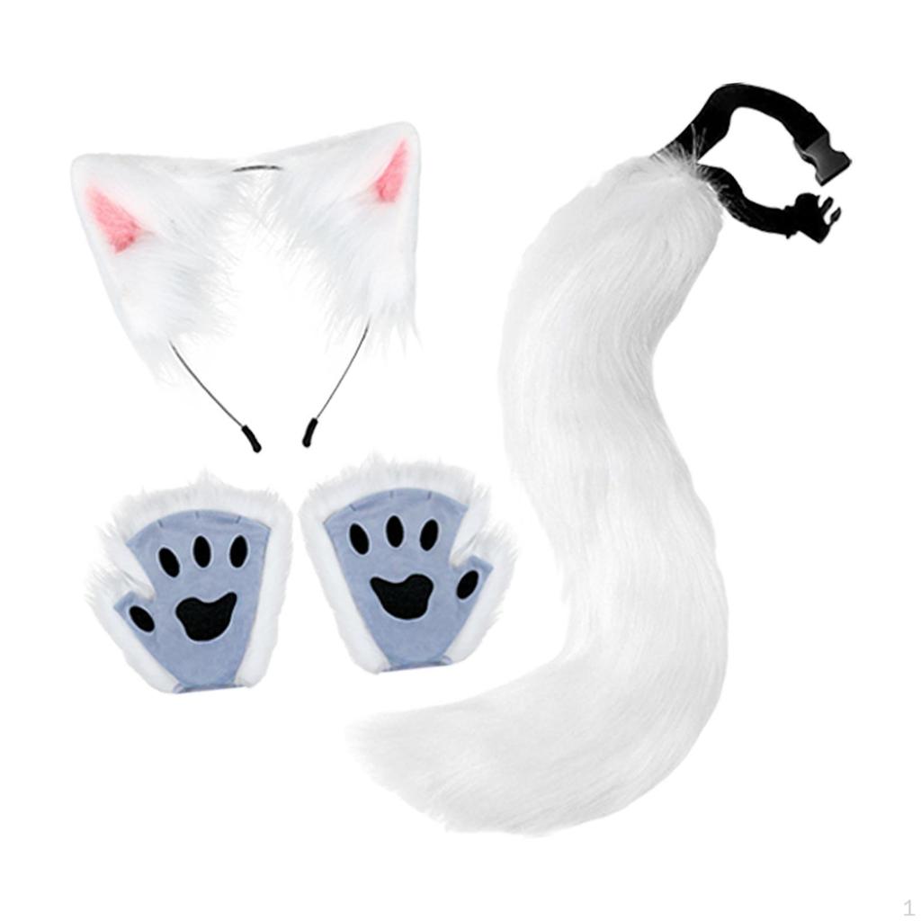 Sada zvířecích uší a ocasu Cosplay rekvizity Tlapkové rukavice pro festivalové pódiové vystoupení
