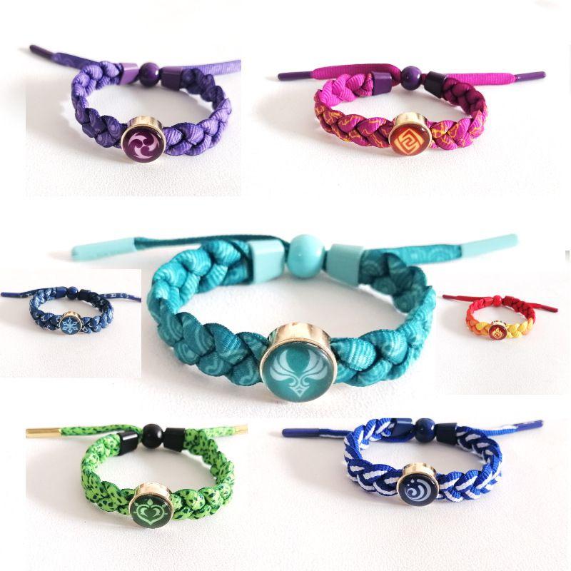 Luminous Genshin Impact Bracelet Adjustable Gradient Braided Bracelet Wind Fire