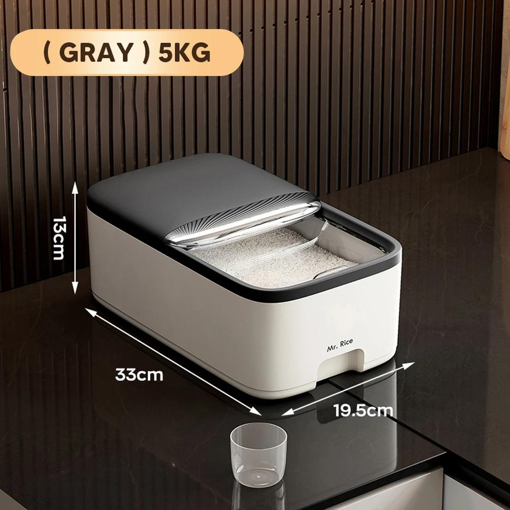 5/10KG Rice Storage Box Grain Sealed Jar Insect Proof Moisture Proof with Sliding Cover Rice Containers Kitchen Rice Storage Box