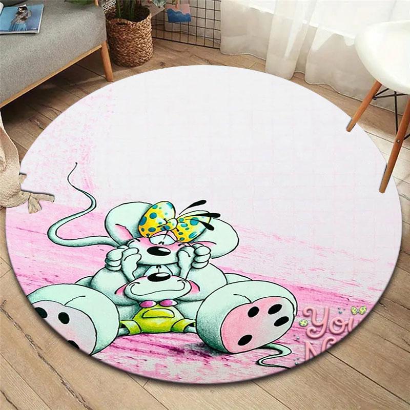 Diddl Custom Name Round Area Rug,Carpet Rug for Living Room Bedroom Sofa Playroom Decor,Non-slip Floor Mat