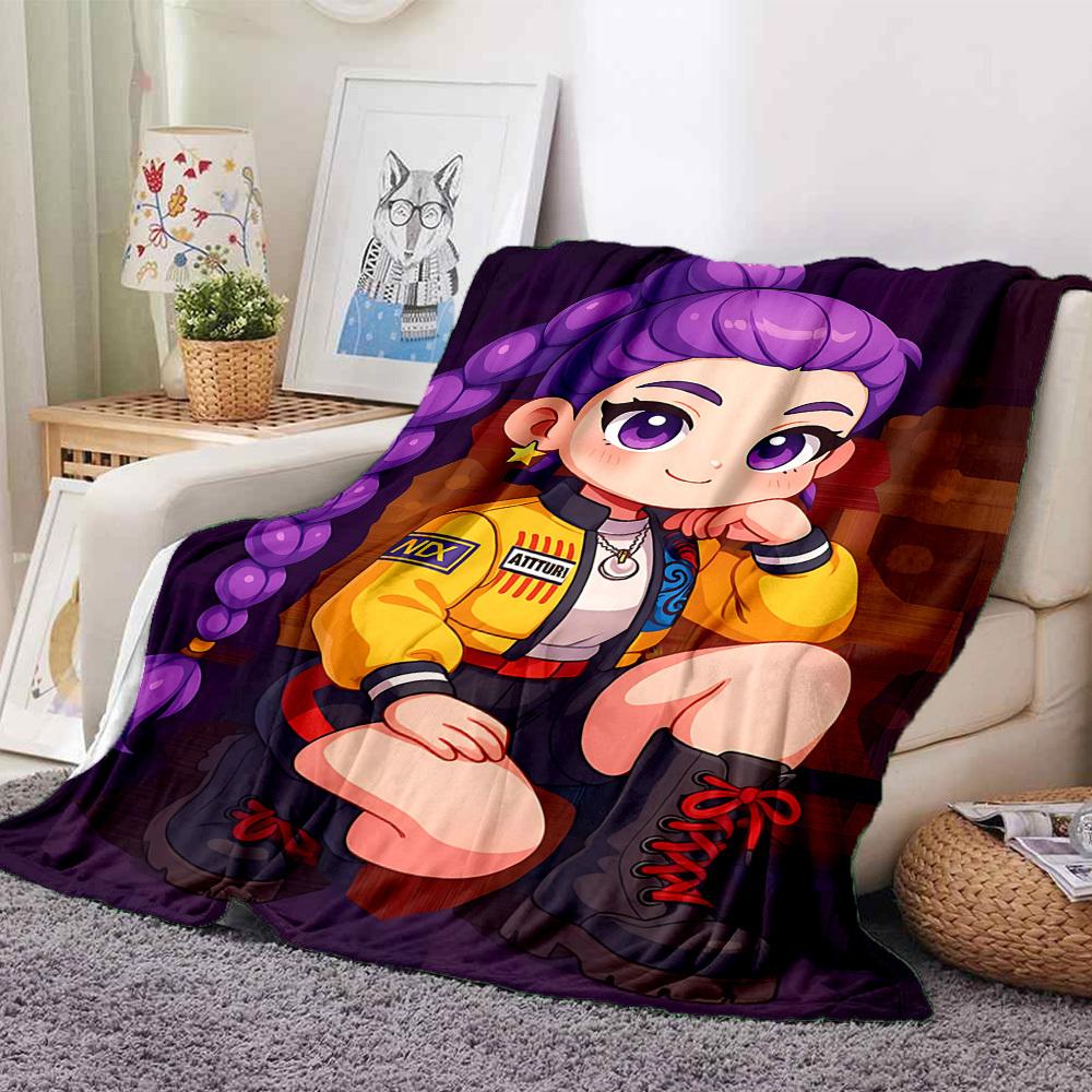 1PC Huntrix, K pop Blanket Lightweight Flannel Throw Blanket for Sofa, Bed, Travel, Camping, Livingroom, Office, Couch