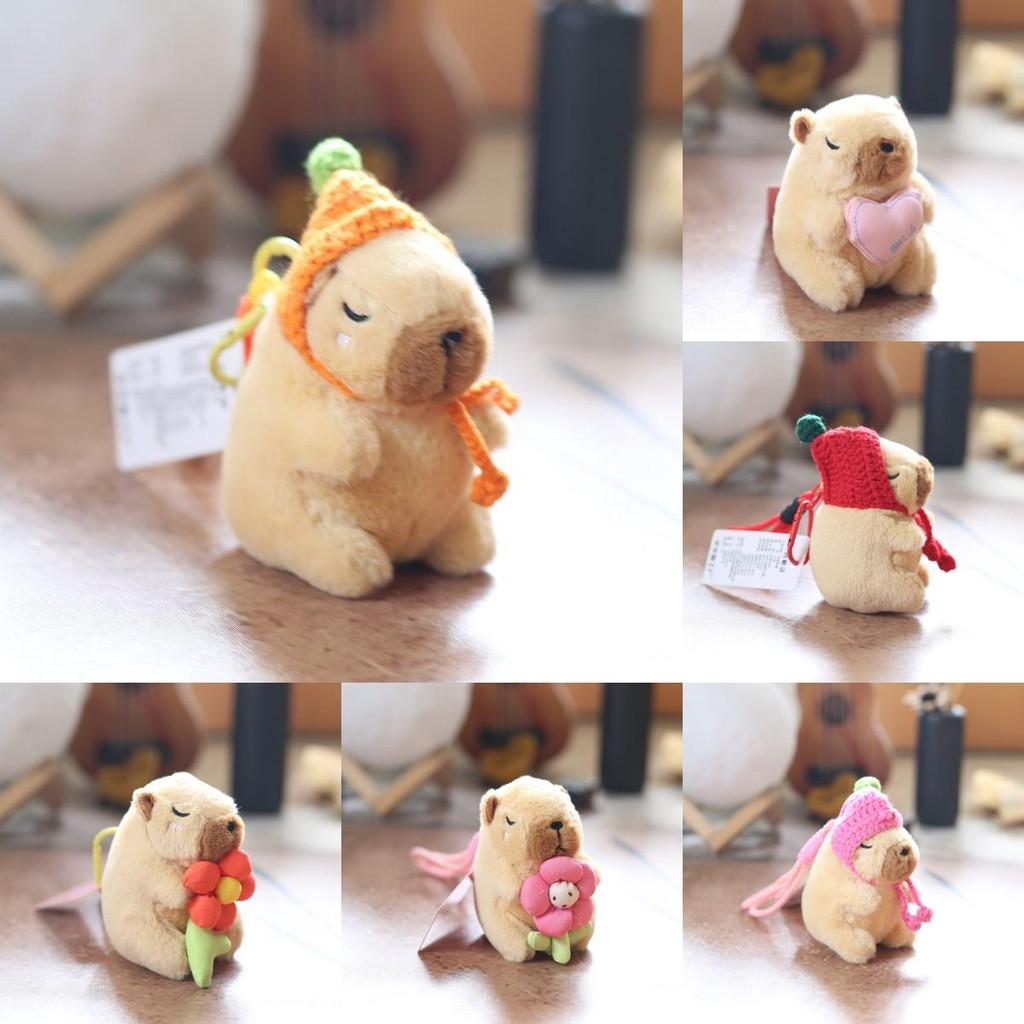 Capybara Pink Plush Keychain Toy With Watermelon Pattern Kid Collectors Doll
