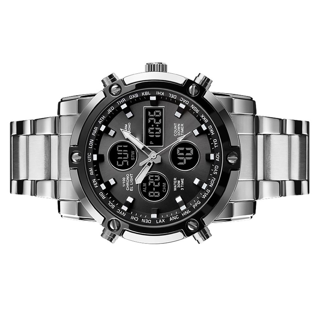 SKEMI 1389 Quartz Man Watch Unique Fashion Sport Casual Brand Quartz Clock Double Movement Stainless Steel Strap Waterproof Wrist Watch Relogio Mascul